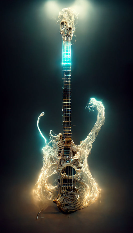 Skeletal Electric Guitar Fantasy Canvas Art Wall Picture