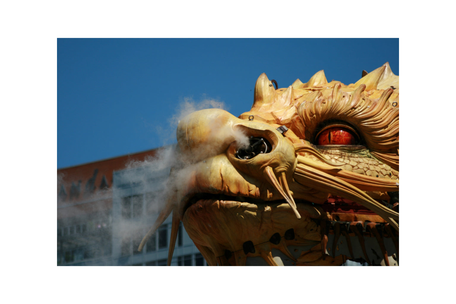 Smoking Chinese Dragon City Canvas Art Wall Picture Or Gloss Print