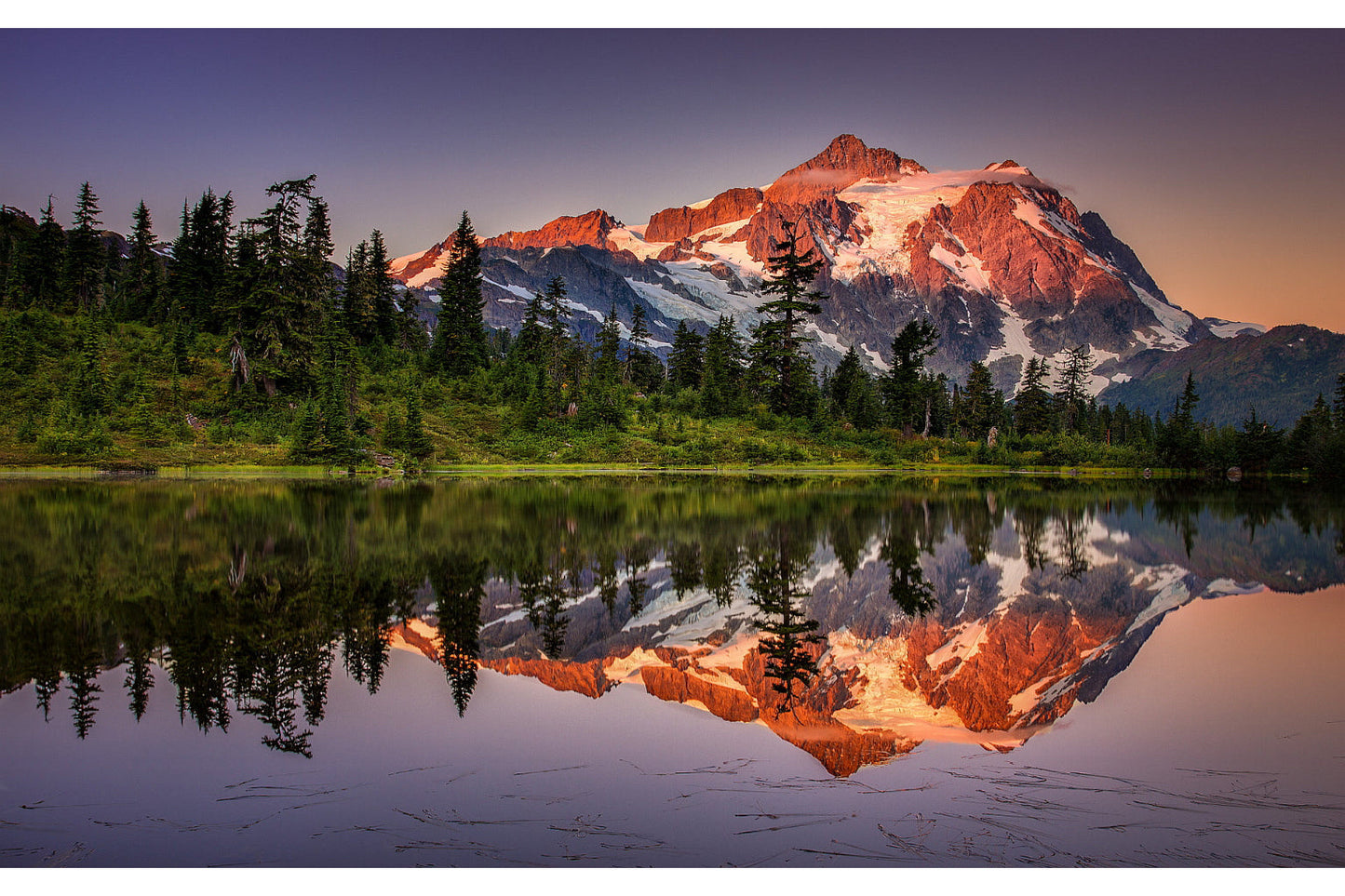 Snow Mountain Green Trees Landscape Canvas Art Wall Picture Or Gloss Print