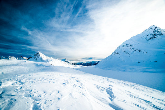 Snow Mountains Landscape Blue Canvas Art Wall Picture Or Gloss Print