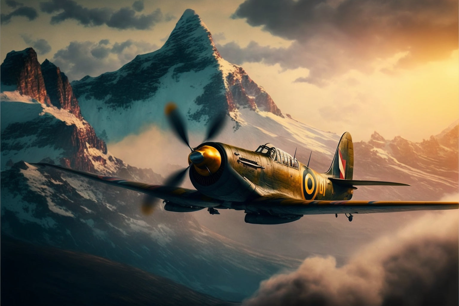 Spitfire Airplane Aviation Canvas Art Wall Picture