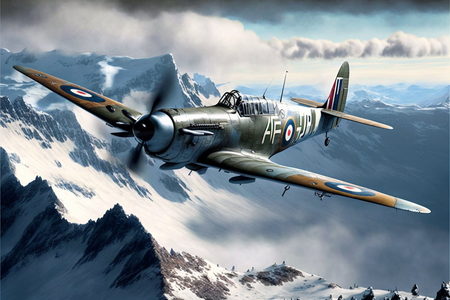 Spitfire Airplane Landscape Aviation Canvas Art Wall Picture