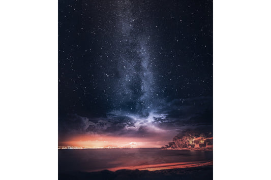 Stars In Sky Sunset Beach Canvas Art Wall Picture Or Gloss Print