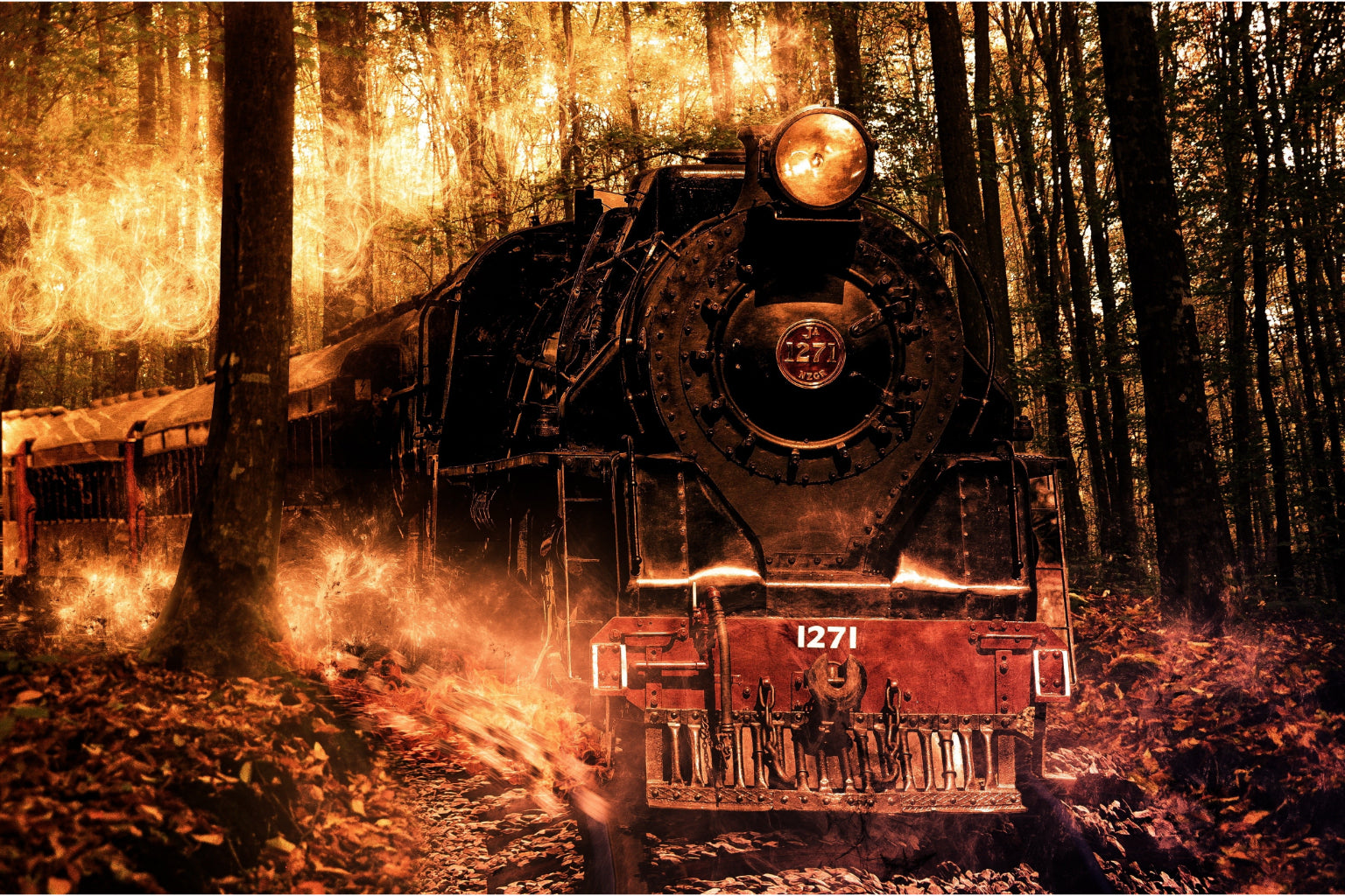 Steam Train Woods Railway Trains Trees Canvas Art Wall Picture Or Gloss Print