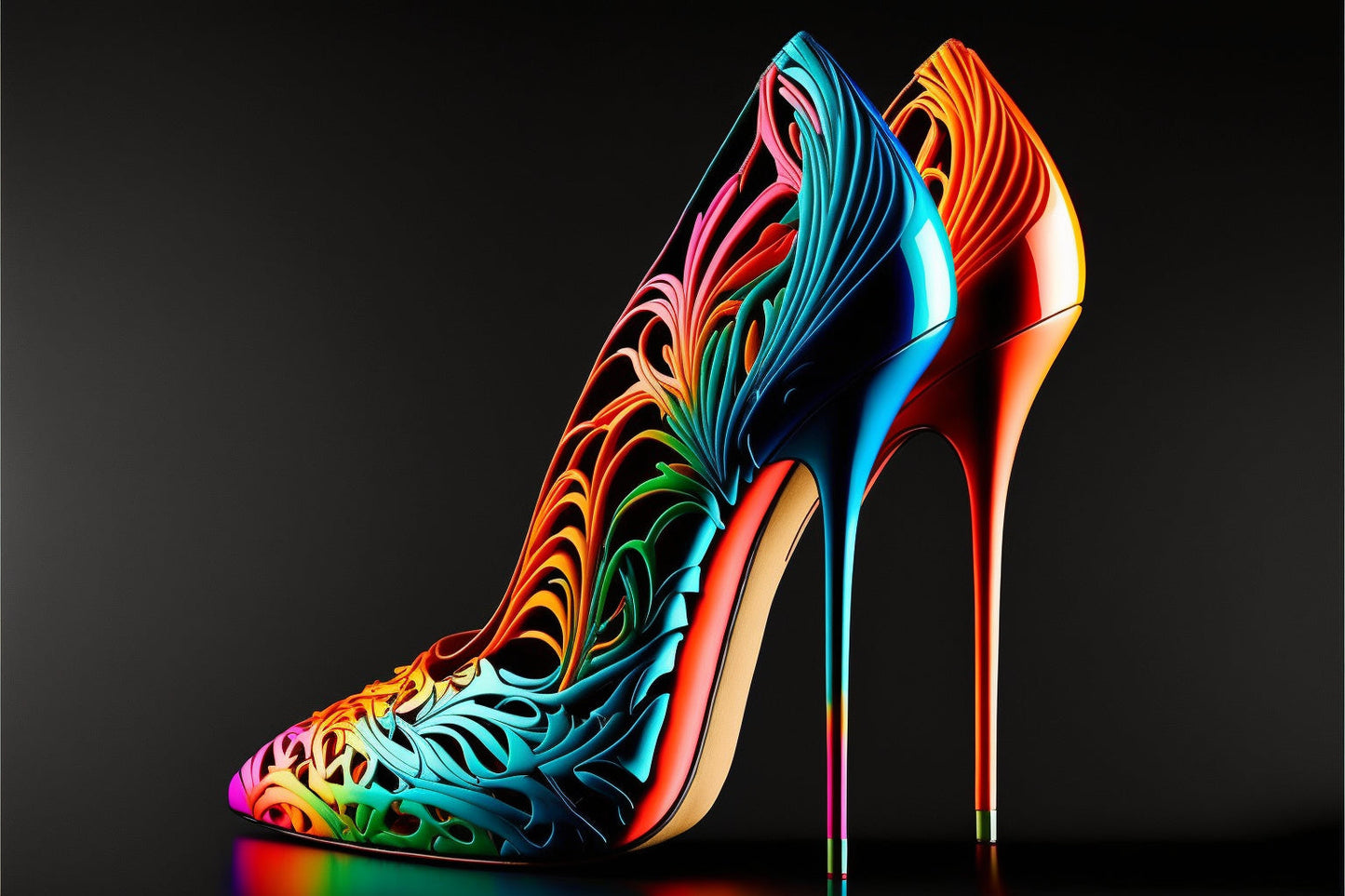 Stiletto Heels Colourful Abstract Canvas Art Wall Picture