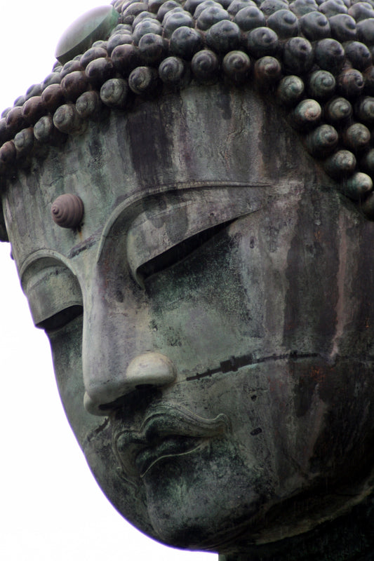 Stone Grey Buddha Face Statue Canvas Art Wall Picture Or Gloss Print