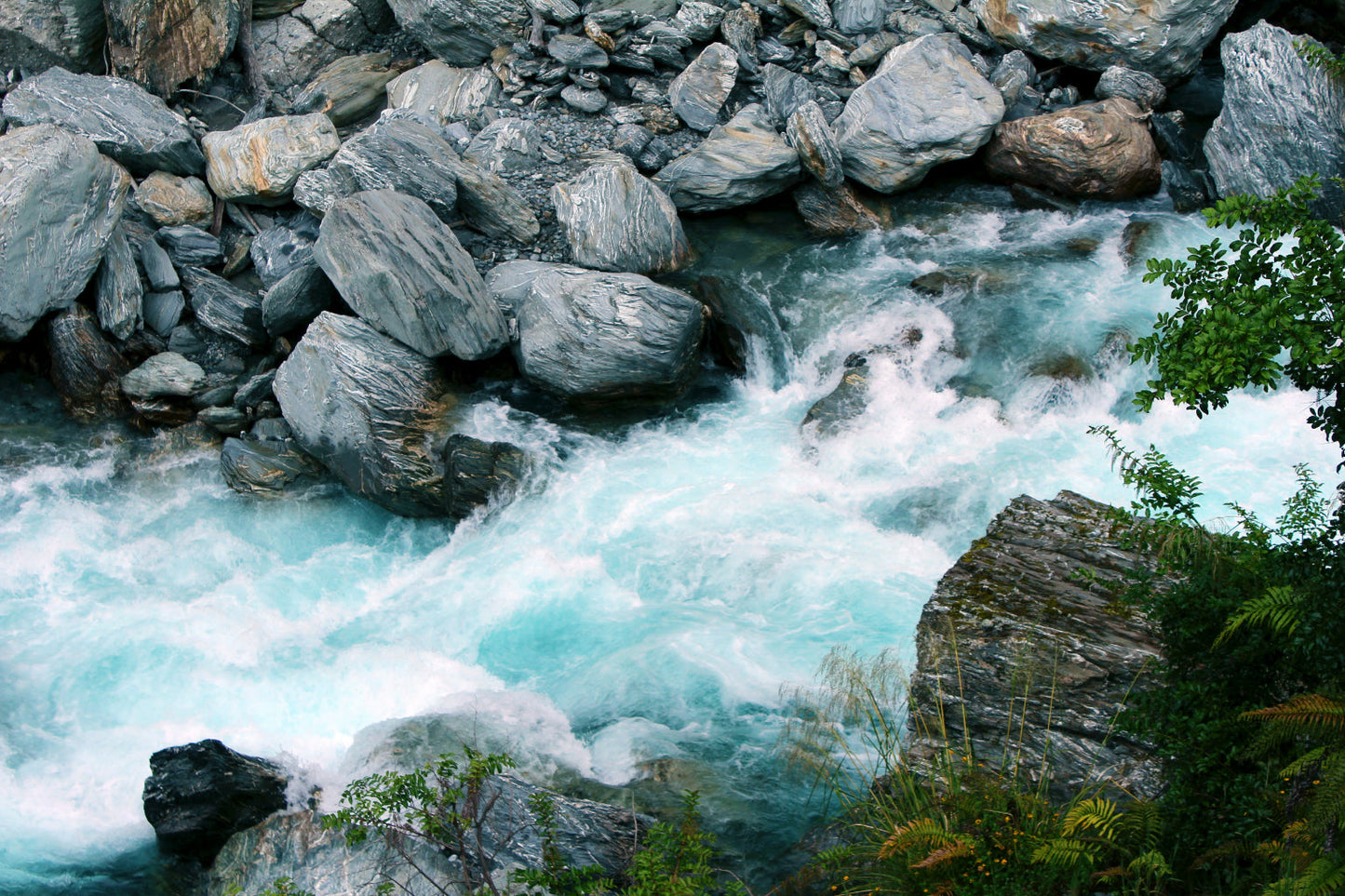 Stream River Turquoise Blue Landscape Canvas Art Wall Picture Or Gloss Print