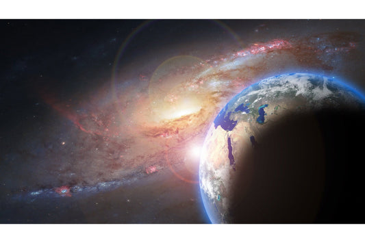 Sun Earth Galaxy Space Sky Stars Canvas Art Wall Picture Or Gloss Print