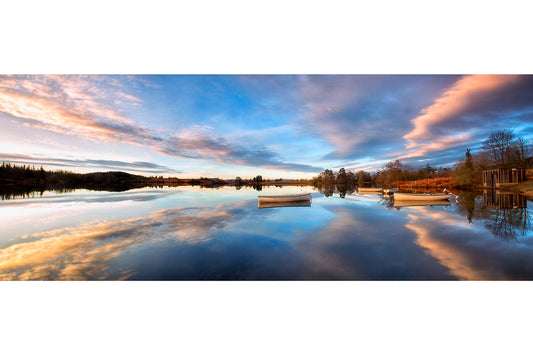 Sunrise Pink Blue Lake Landscape Canvas Art Wall Picture Or Gloss Print