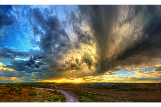 Sunset Storm Landscape Blue Canvas Art Wall Picture Or Gloss Print