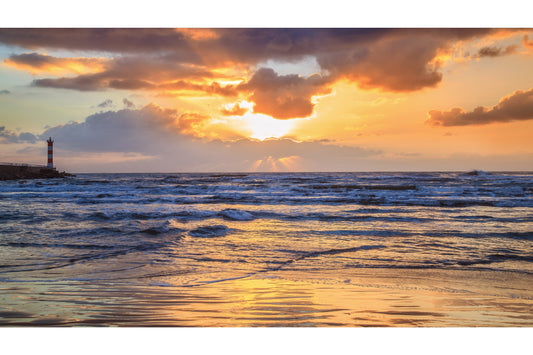 Sunset Sunrise Beach Sea Lighthouse Canvas Art Wall Picture Or Gloss Print