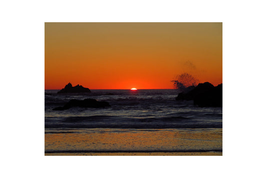 Sunset Sunrise Orange Waves Sea Beach Canvas Art Wall Picture Or Gloss Print