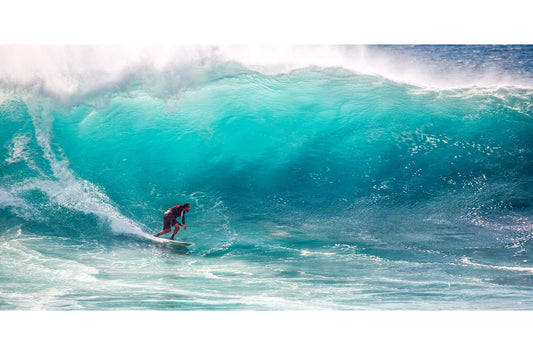 Surfer Surfing Turquoise Ocean Sea Waves Canvas Art Wall Picture Or Gloss Print