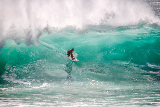 Surfer Turquoise Blue Ocean Sea Surfer Waves Canvas Art Wall Picture Or Gloss Print