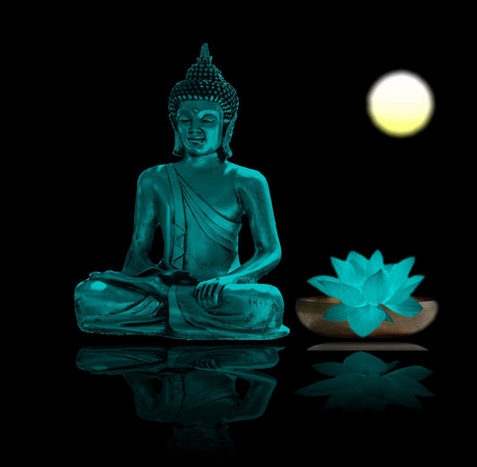 Teal Buddha Moon Canvas Art Wall Picture