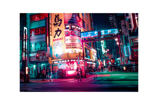 Teal Pink Tokyo City Lights Canvas Art Wall Picture Or Gloss Print