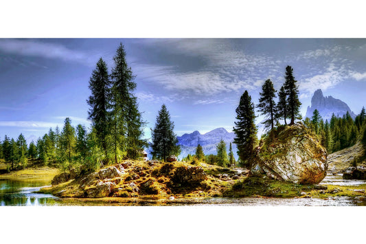 Trees Mountains Green Landscape Canvas Art Wall Picture Or Gloss Print