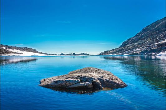 Turquoise Blue Lake Mountains Snow Landscape Canvas Art Wall Picture Or Gloss Print