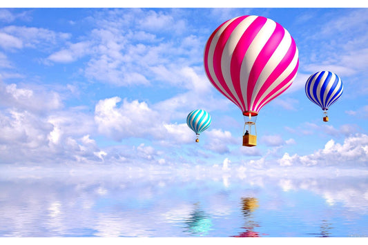 Turquoise Blue Pink Hot Air Balloons Sky Canvas Art Wall Picture Or Gloss Print