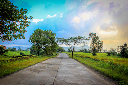 Turquoise Blue Sky Landscape Canvas Art Wall Picture Or Gloss Print