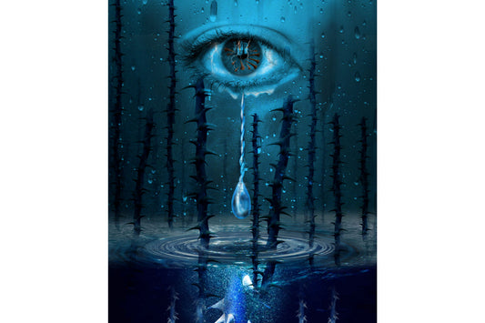 Turquoise Teal Blue Eye Tear Fantasy Canvas Art Wall Picture Or Gloss Print