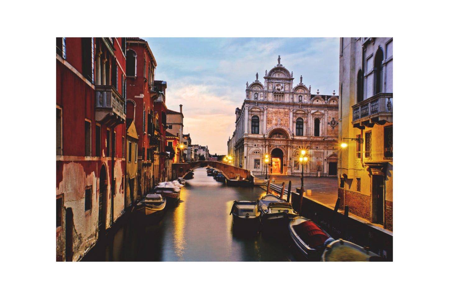 Venice City Italy Lights Canals Canvas Art Wall Picture Or Gloss Print