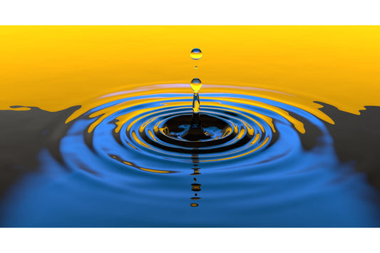 Water Drop Abstract Modern Yellow Blue Canvas Art Wall Picture Or Gloss Print