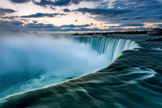 Waterfall Blue Cloudy Sky Water Canvas Art Wall Picture Or Gloss Print