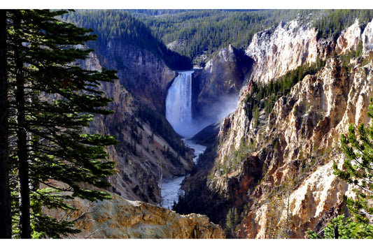 Waterfall Valley Rocky Cliffs Trees Woods Canvas Art Wall Picture Or Gloss Print