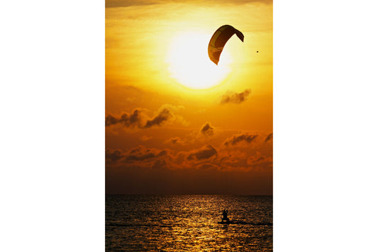 Windsurfer Orange Sunset Sea Canvas Art Wall Picture Or Gloss Print