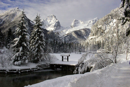 Winter Landscape Snow Mountains Canvas Art Wall Picture Or Gloss Print