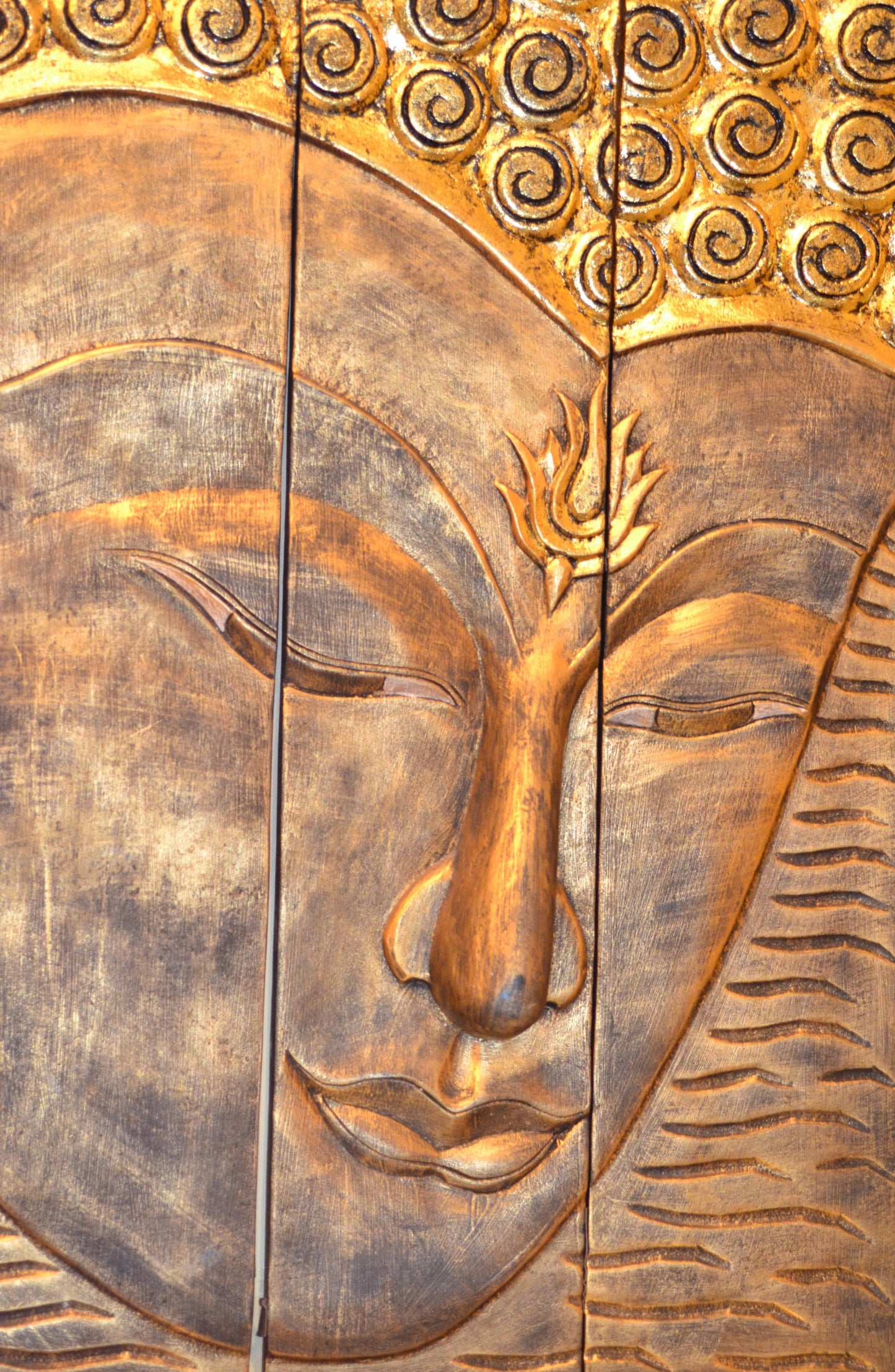 Wood And Gold Buddha Canvas Art Wall Picture Or Gloss Print