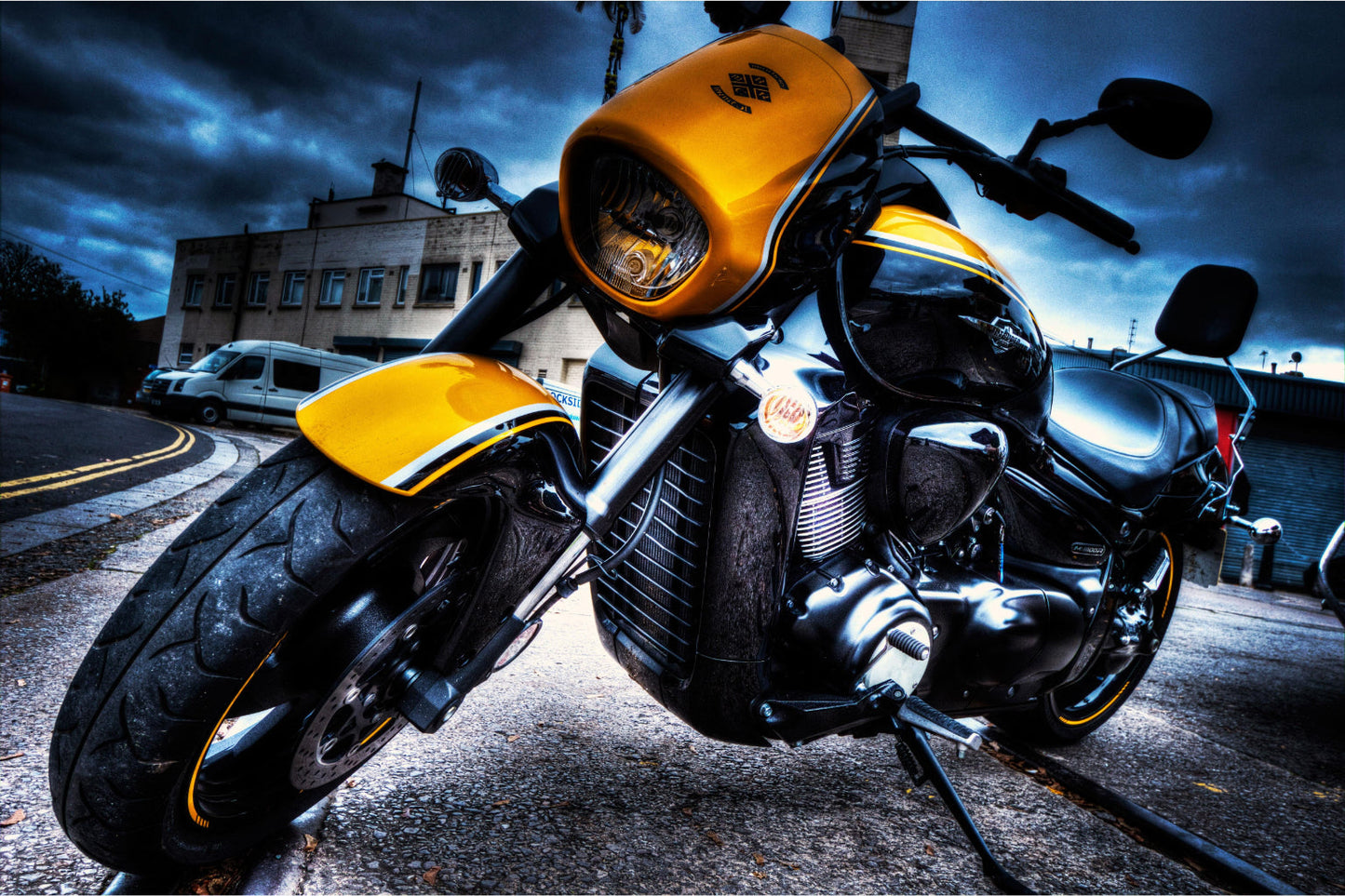 Yellow Black Motorbike Motorcycle Canvas Art Wall Picture Or Gloss Print