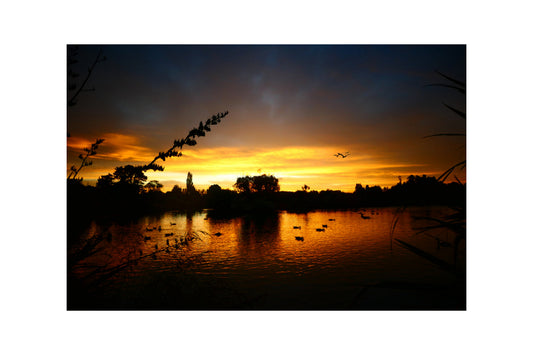 Yellow Orange Sunset Sunrise Waters Canvas Art Wall Picture Or Gloss Print