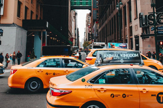 Yellow Taxi Cab City Cityscape Canvas Art Wall Picture Or Gloss Print